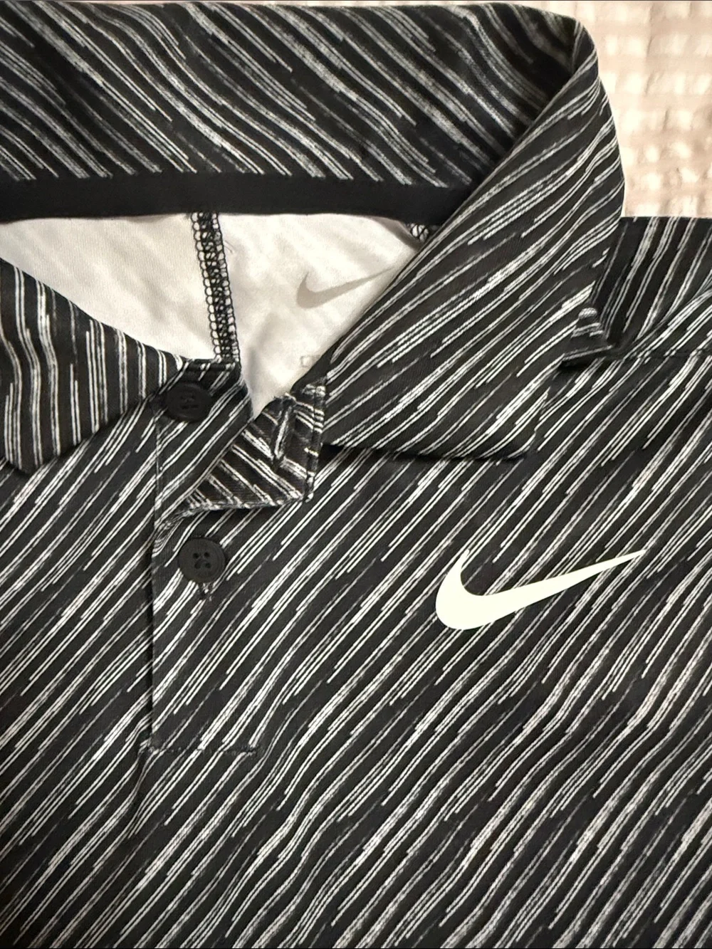Boys Nike Black & White Striped Dri-FIT Polo NO TAGS LIKE NEW sz Large